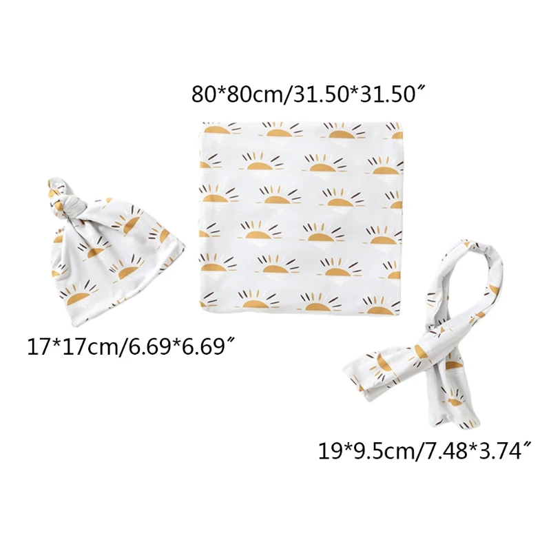 

3Pcs Newborn Baby Cartoon Animal Swaddle Wrap Blanket Headband Beanie Hat Set