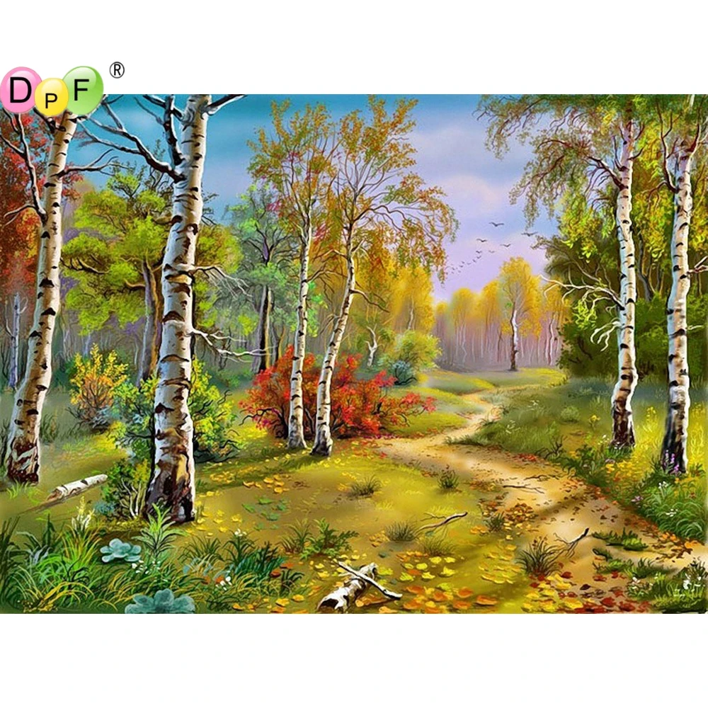 DPF 5D лес путь полная круглая алмазная живопись Мозаика DIY волшебный куб Вышивка