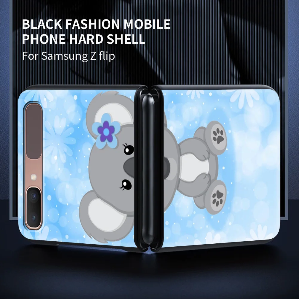 

for Samsung Galaxy Z Flip Mobile Phone Shell Z Flip 5G Folding Protective Case Luxury Black Coque Shell Cute Koala Bear