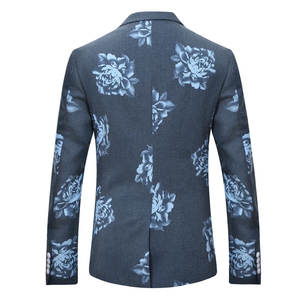 Костюм мужской с большими пионами и одним воротником 2 предмета | Мужская одежда