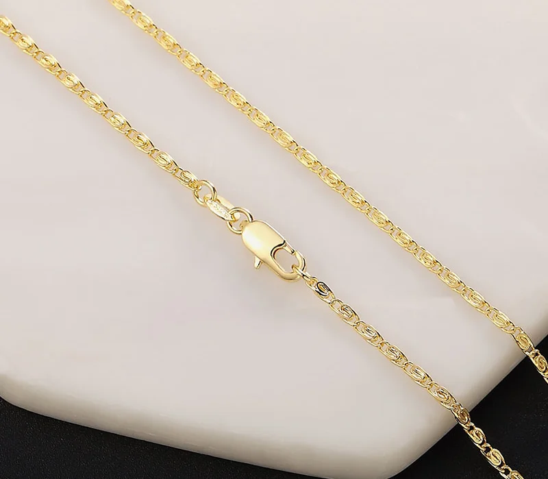 

Ожерелье из серебра 925 пробы под золото 16/18/20/22/24 дюйма с цепочкой 2 мм для женщин и мужчин, модные свадебные подарочные украшения