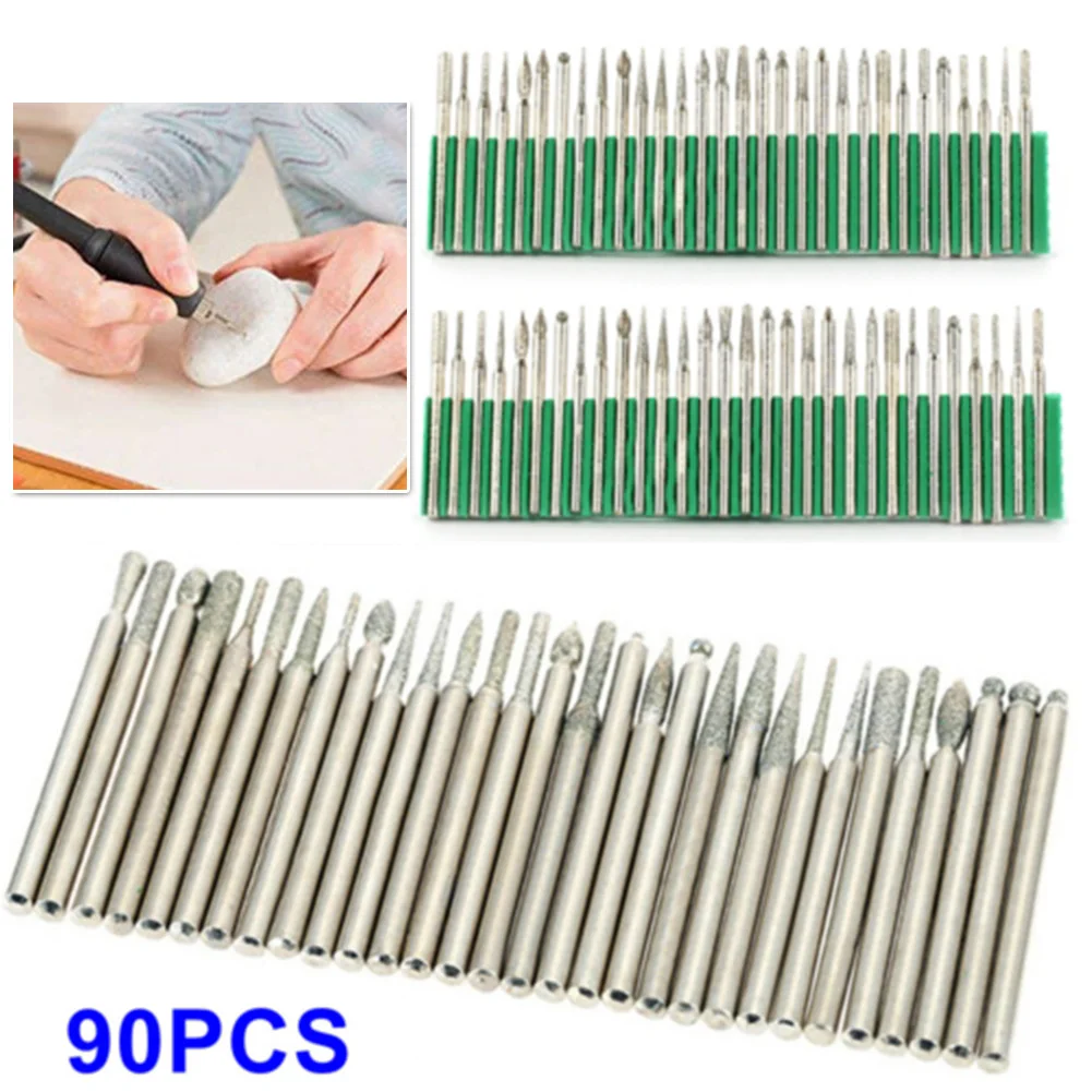 90 шт 1/8 дюймов для конических фрез алмазные шлифовальные заусенцев комплект