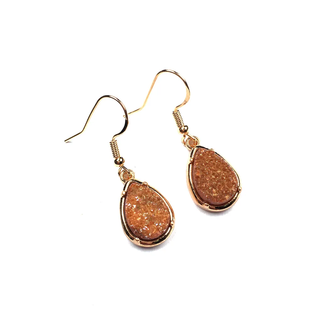 

New Women 5 Colors Natural Water Drop Shape Agates Stone Earrings12x20mm