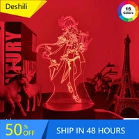 genshin impact 3d lamp game manga figure atmosphere illusion led for bedroom bedside decor child gifts night light lampara
