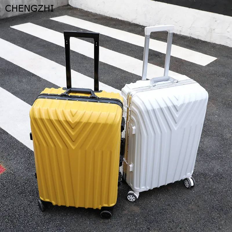 Чемодан на колесиках CHENGZHI с алюминиевой рамой/молнией 20 22 24 26 29 дюймов ретро