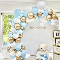 92pcs macaron blue wedding party backdrop baby shower arch welcome decoration birthday boy golden balloon globos garland kits