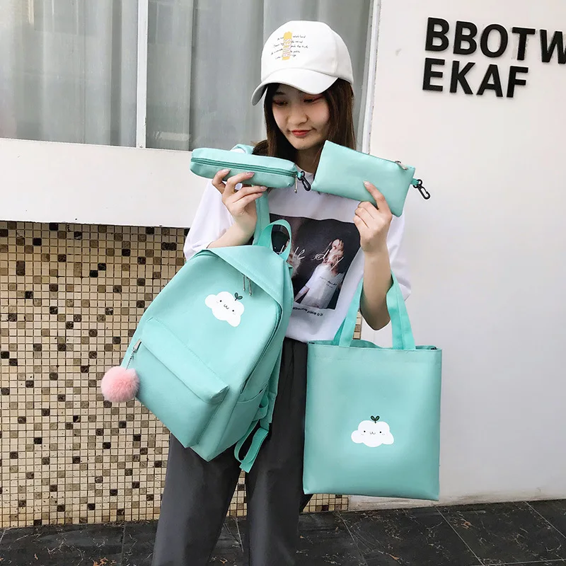 Женские школьные сумки 4 шт./компл. холст Облако водонепроницаемый рюкзак для