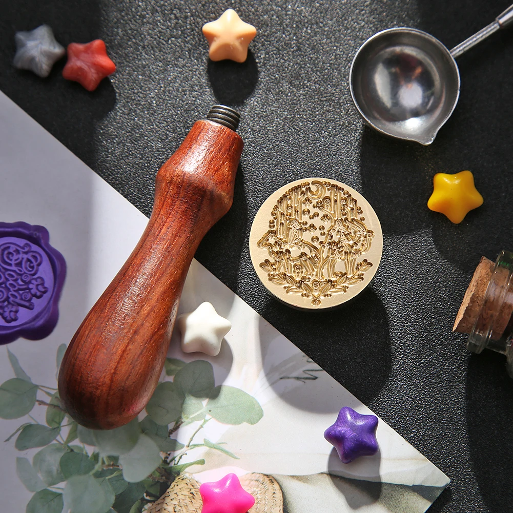 Античный металлический уплотнительный воск штампы с деревянной ручкой штамп для