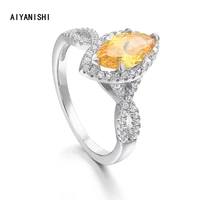aiyanishi twisted ring for women 925 silver bridal wedding halo marquise sona diamond engagement ring bijoux femme drop shipping