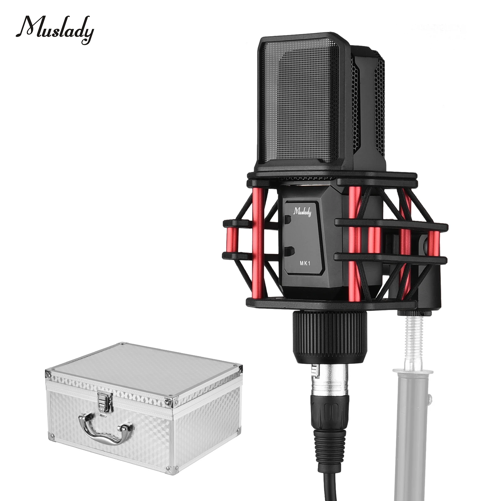 

Muslady Professional Condenser Microphone with Shock Mount Filter 3-pin XLR Cable Carrying Case for Video Recording