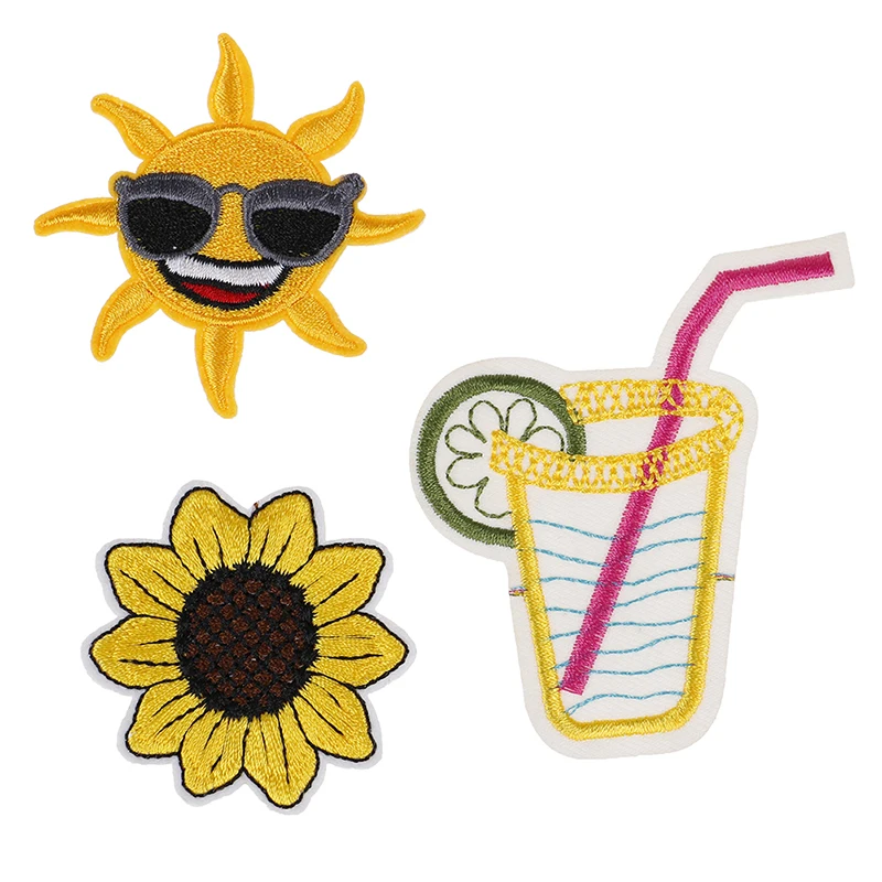 1 шт. футболка вышитая нашивка Подсолнух солнце металлическая аппликация патчи