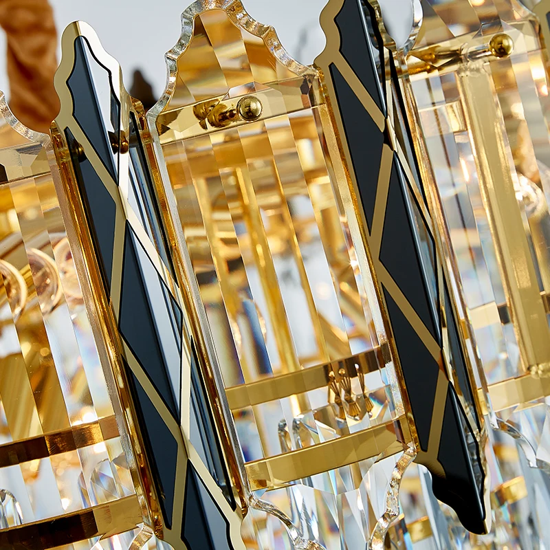 

Luxury Crystal Chandelier Lighting for Dining Room Gold Round Hanging Light Fixtures Modern Indoor Crystal LED Illumination