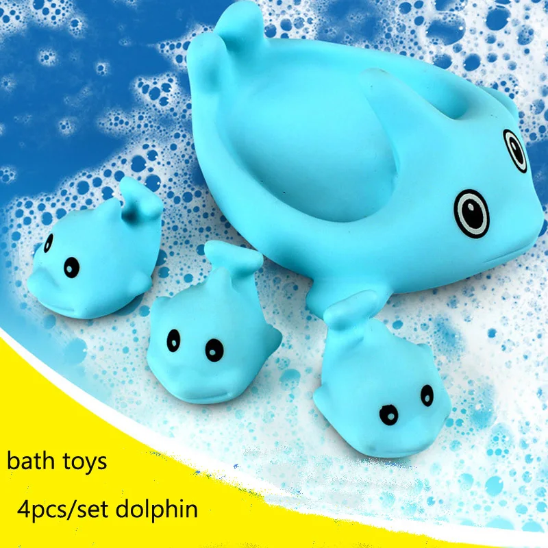

4 шт. Дельфин милые детские игрушки для ванной распыления воды Squeeze Dabbling игрушки дети плавать вода Ванна резиновая Ванная комната играть Жив...