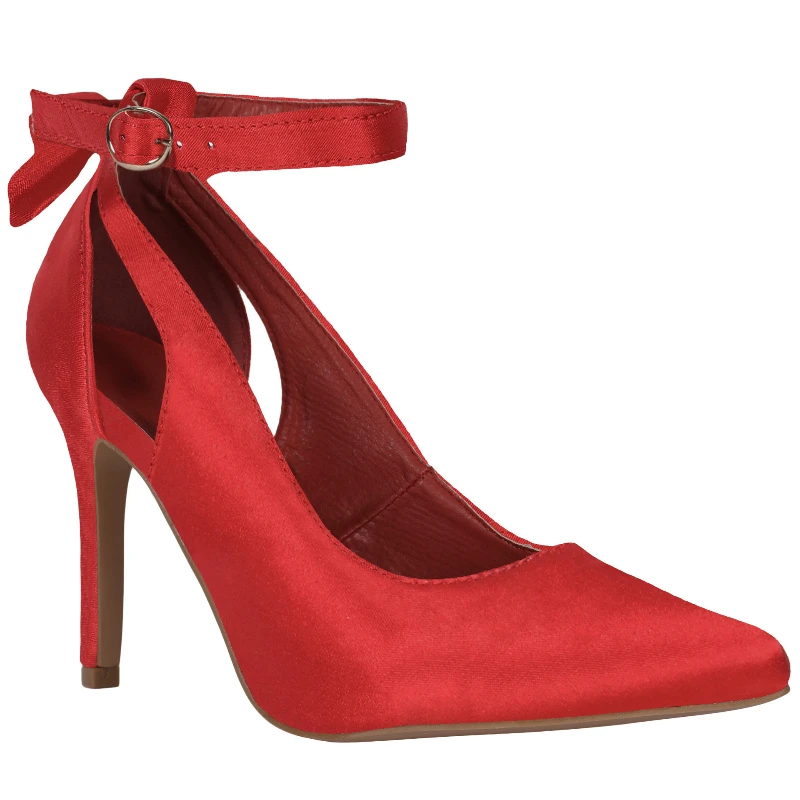 

Women's Bowknot Pump Strap Buckle Pointed Toe High Thin Heel Sandel Sexy Party Wedding Fashion Spring Ladies Shoes Size 36-43