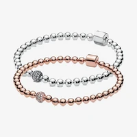 authentic s925 sterling silver sparkle beaded bracelet for women diy jewelry original charm