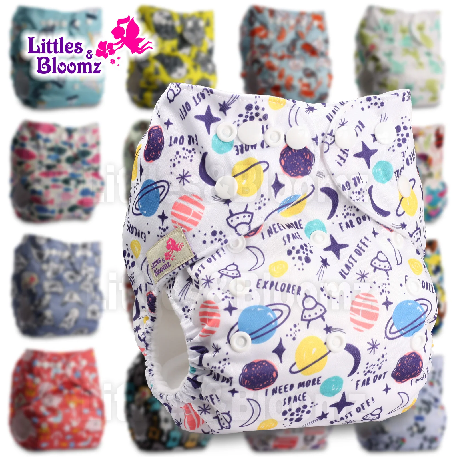 Детский моющийся многоразовый подгузник [Littles & Bloomz] для родов и горшков один