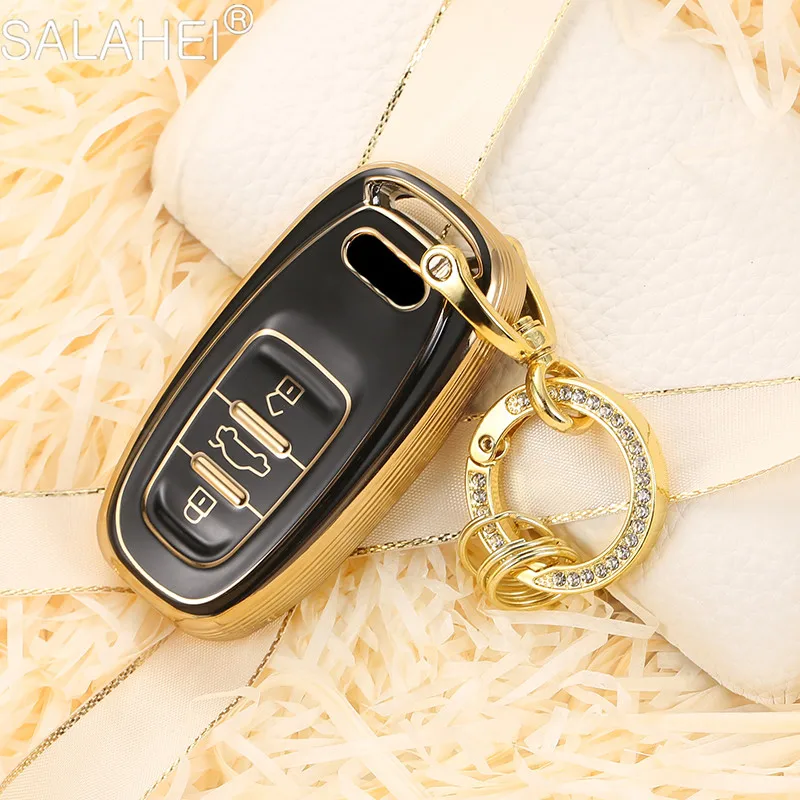 

Tpu Key Protector Cover For Audi A4 A4L A5 A6 A6L Q5 S5 S7 2009-2015 Protect Shell Car Styling Cover Case Smart Key Ring Accesso