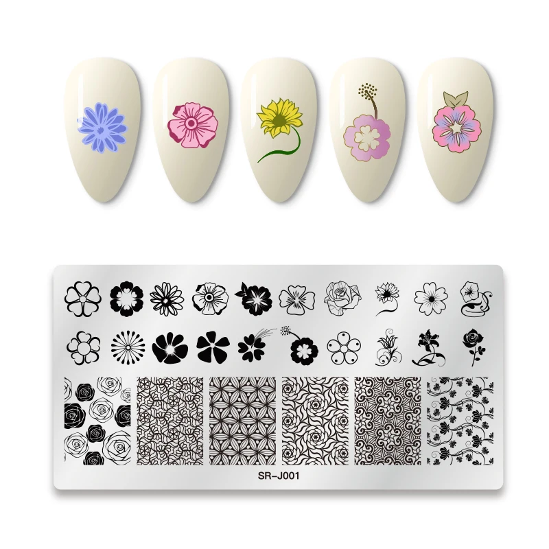 1 шт. прямоугольник цветок пластины для стемпинга пространство