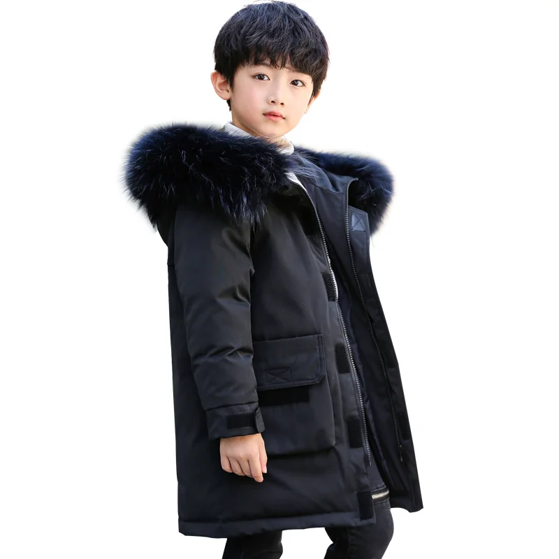 2019 детский зимний пуховик для мальчиков плотное теплое зимнее пальто с большим