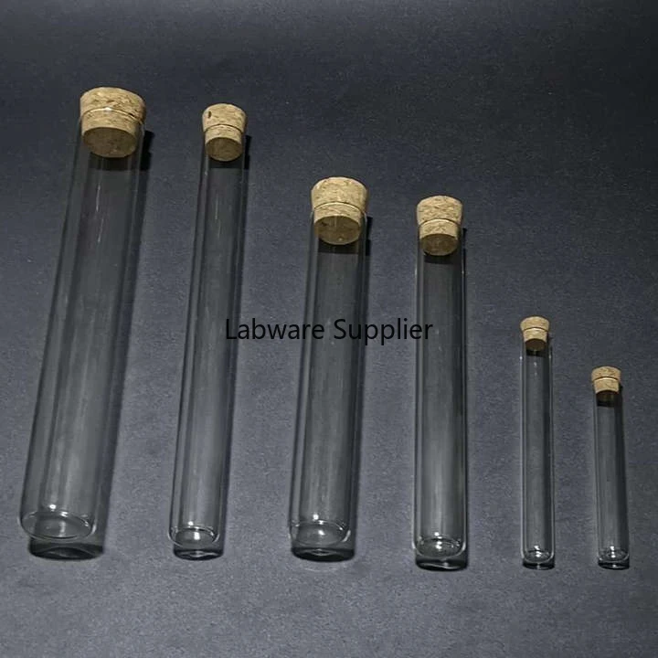 

4pcs/lot 25x100mm Flat Bottom Glass Test Tube with Cork Stopper for Kinds of Laboratory Experiments