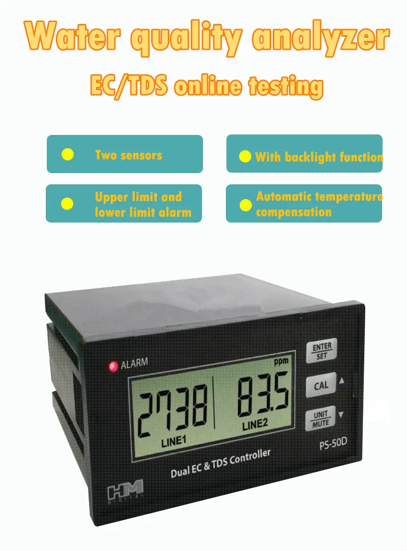 EC Инструмент датчик качества воды монитор проводимость TDS двойное распознавание