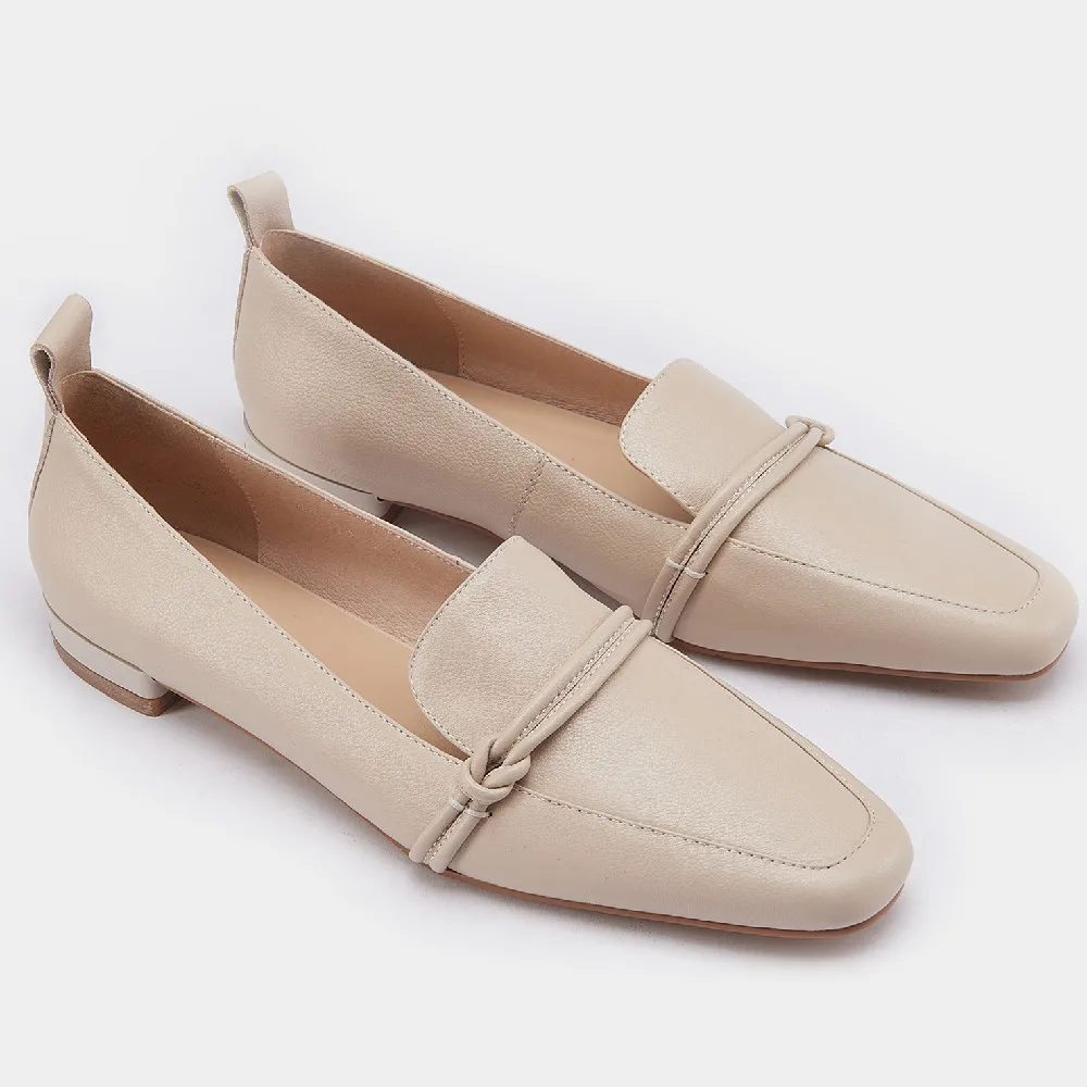 

Women's genuine leather square toe slip-on flats loafers leisure soft comfort moccasins female high quality casual daily shoes