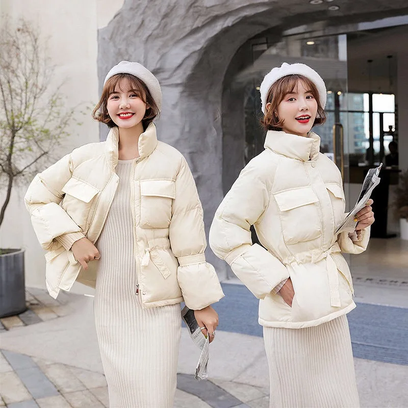 Новинка 2019 Женское зимнее и осеннее пальто с подкладкой теплое плотное бежевого