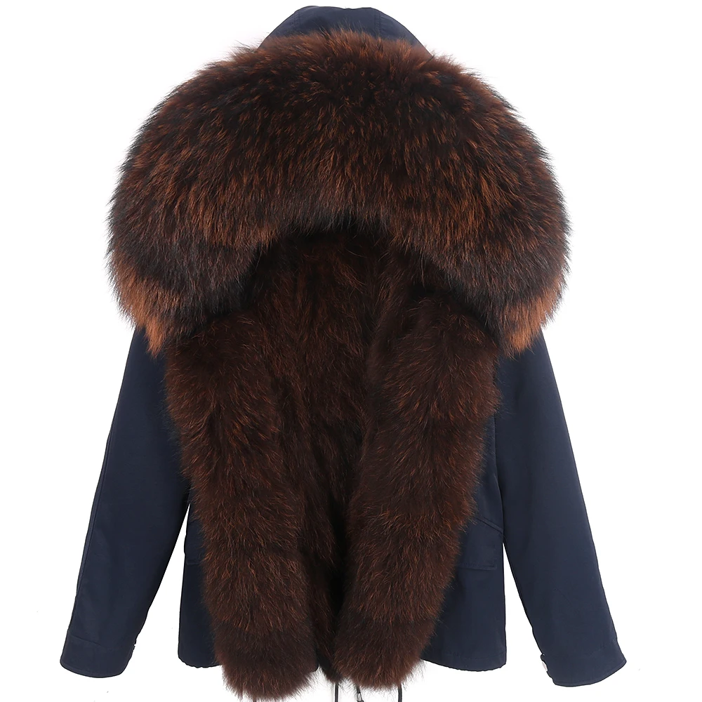 

FURARISTOCRAT Winter jacket Female Natural fur coat lining parka real fur coat Raccoon fur collar warm thick parkas fox fur coat