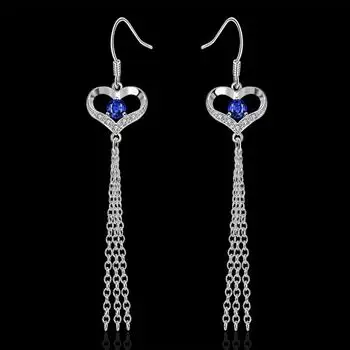 

Love Heart Shape Dangle Earrings with Purple Zircon Women Jewelry for Valentine's Day Gift