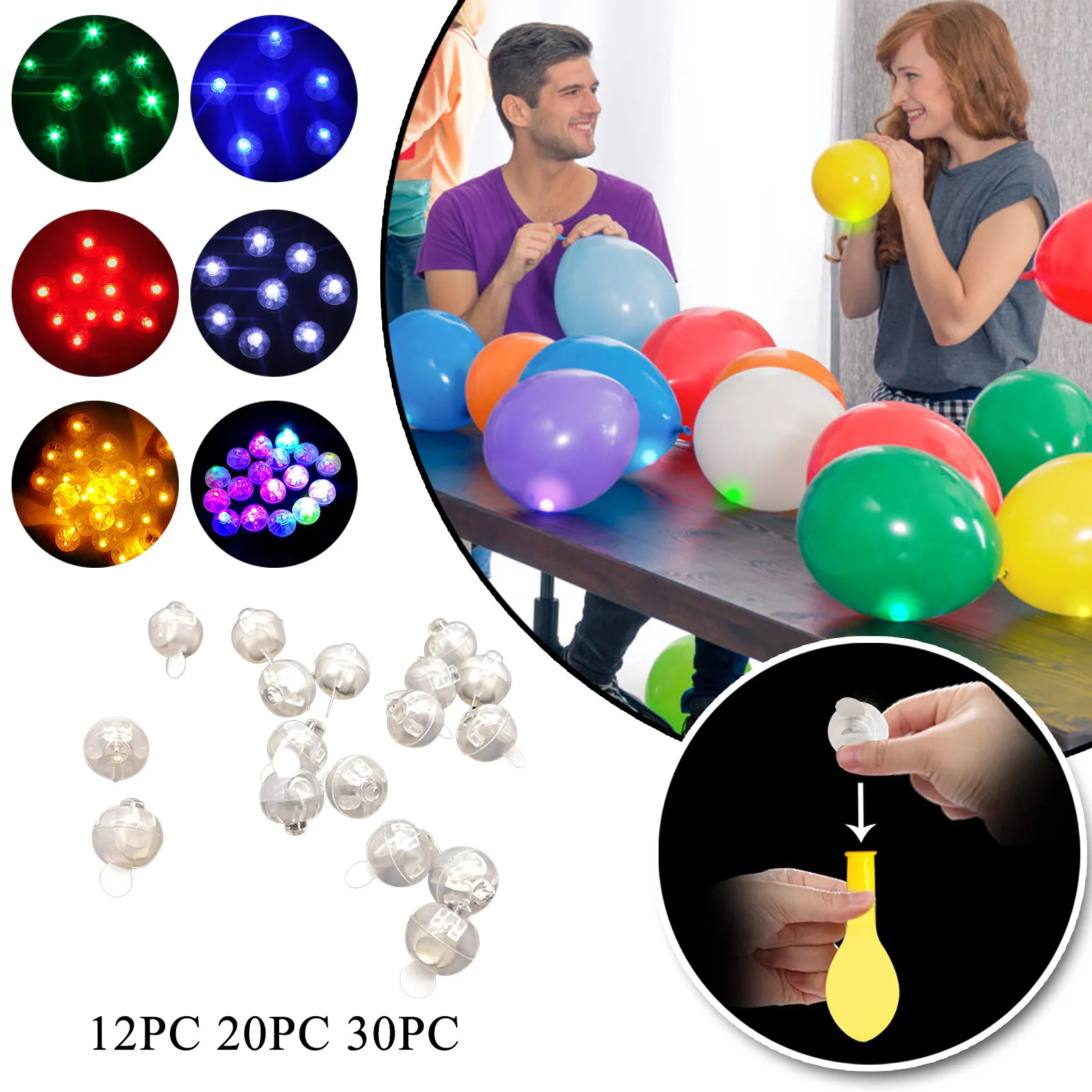 

20 PCS/Lot Round Ball Led Balloon Lights Mini Flash Lamps For Lantern Christmas Wedding Party Decoration White Yellow Pink Color
