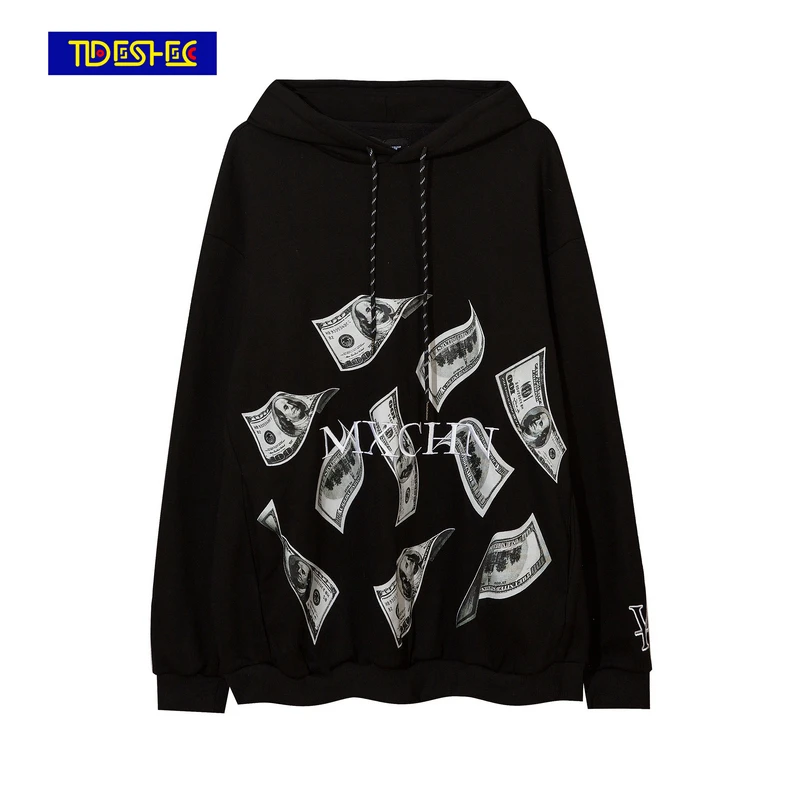 

Мужская модная Толстовка в готическом стиле креативный пуловер с принтом доллара Толстовка для мужчин и женщин хлопковые осенне-зимние тол...