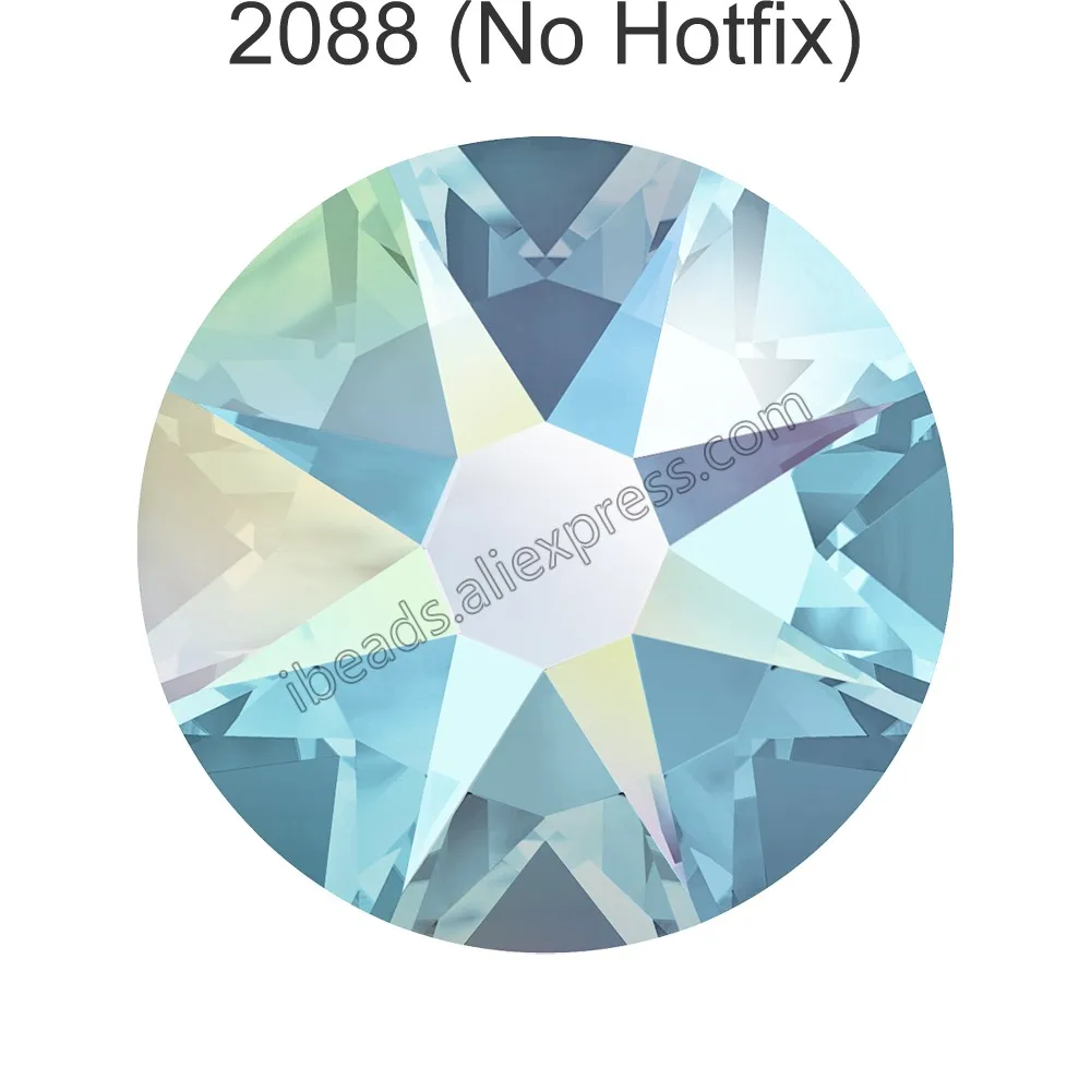 Aquamarine 202 AB F 24 шт.) Оригинальные кристаллы Swarovski 2058 XILION 2088 XIRIUS Rose без горячей фиксации стразы с плоской задней частью для украшения ногтей - Цвет: Aquamarine 202 AB F