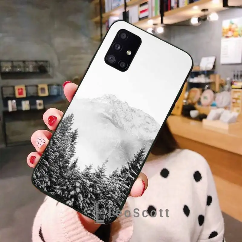 

White Mountain Pine Tree Forest Mountain Peak Phone Case For Samsung A50 A51 A71 A31 A21S S8 S9 S10 S20 S21 Plus Fe Ultra 4G 5G