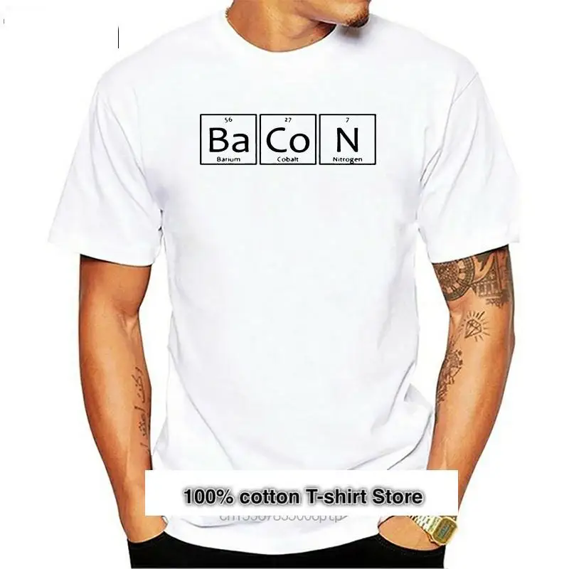 

Camiseta de manga corta para hombre, camisa de marca de Bacon, divertida química, tabla periódica, ciencia