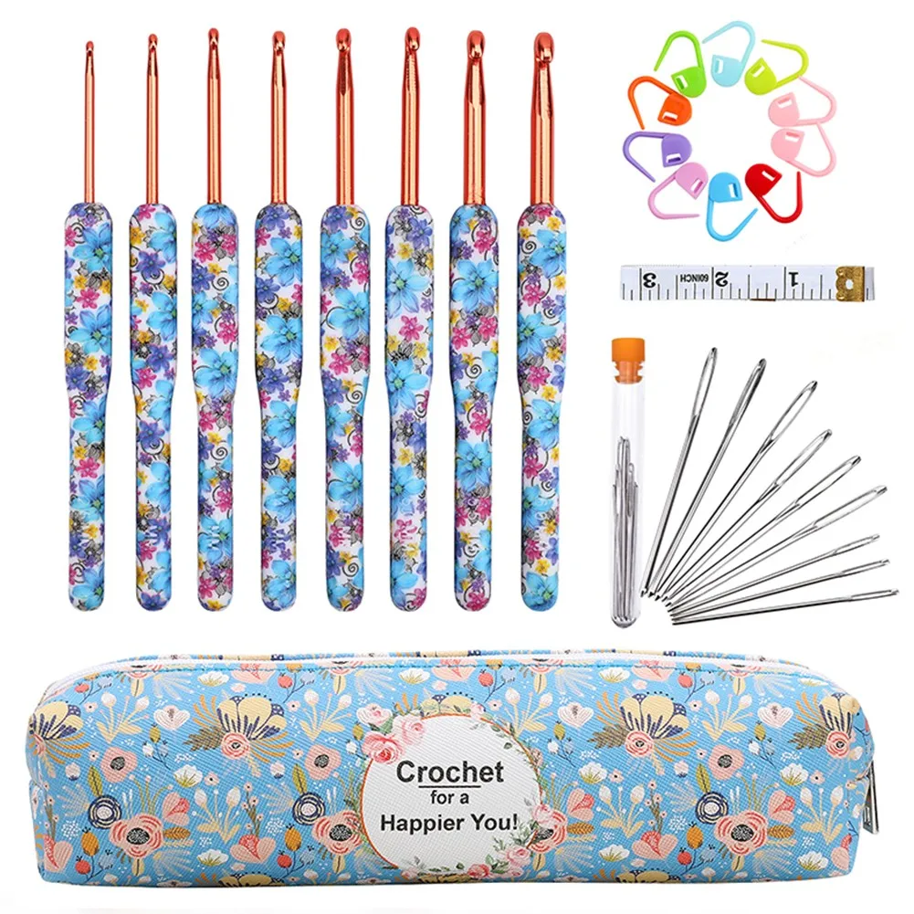 

Crochet Hook Set Ergonomic Crochet Aluminum Yarn Knitting Needles Household Crochet & Sewing Kit Knitting Tools Crochet Hooks