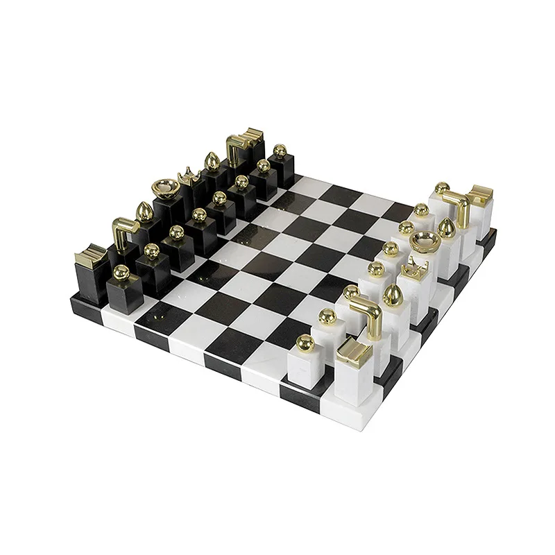 

Modern minimalist marble chess decoration black and white chessboard study coffee table desktop decoration model room