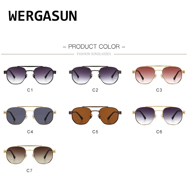 

WERGASUN Vintage Sunglasses Men Square Metal Frame Sunglasses Pilot Mirror Classic Retro Sun Glasses Women Luxury Summer Eyewear