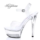 Сандалии женские, из ПВХ, с острым носком и прозрачными кристаллами