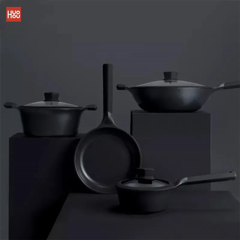 Huohou антипригарная супер платиновая сковорода Wok Stockpot кастрюля для молока прочная