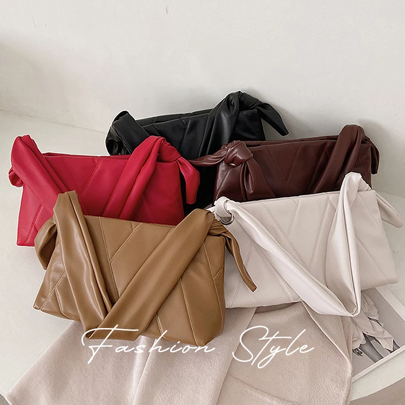 

CEZIRA Luxury Thread Soft PU Leather Pillow Bags For Women 2021 Fashion Brand Design Shoulder Handbags Ladies Casual Hobo Purses