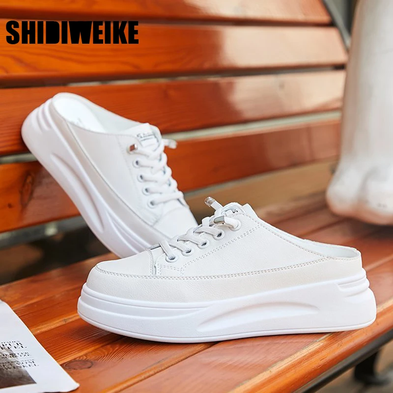 

Женские кроссовки без каблука, толстая подошва, платформа, без каблука, белые, vc782, летняя обувь