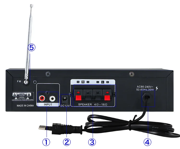 Kinter 007 усилитель звука аудио для динамика 30 Вт* 2CH AC источник питания DC12V Поддержка bluetooth 4,2 USB TF вход FM металлический корпус