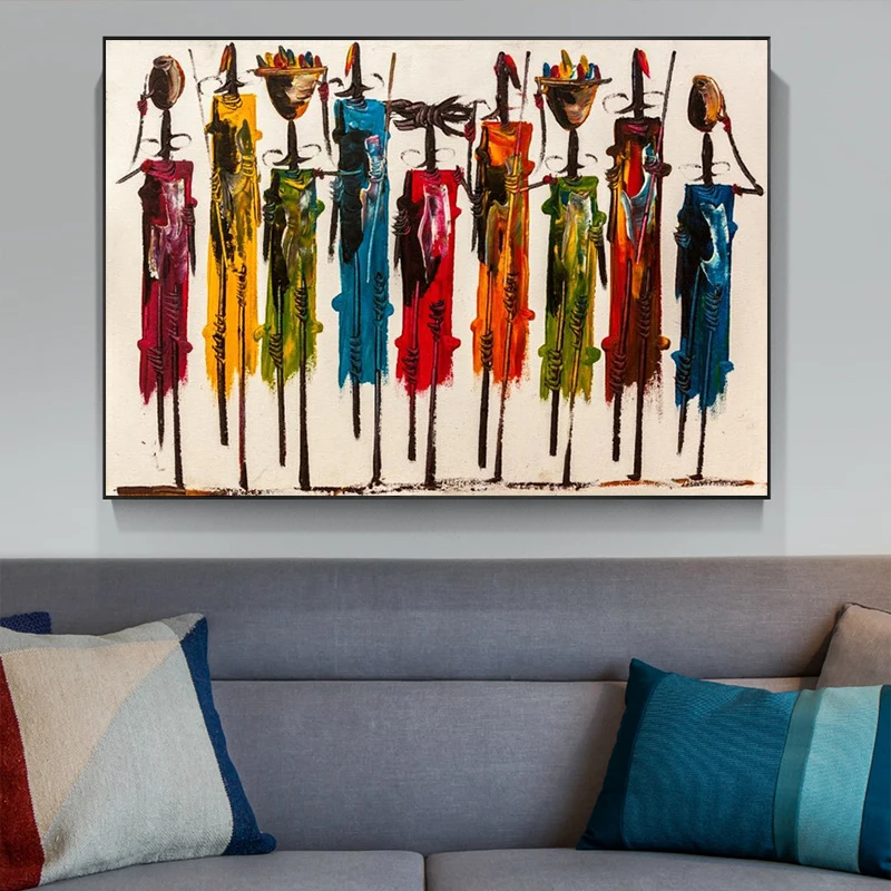 

Abstract African Woman Oil Painting on Canvas Posters and Prints Wall Art Portrait Pictures for Living Room Home Decor No Frame