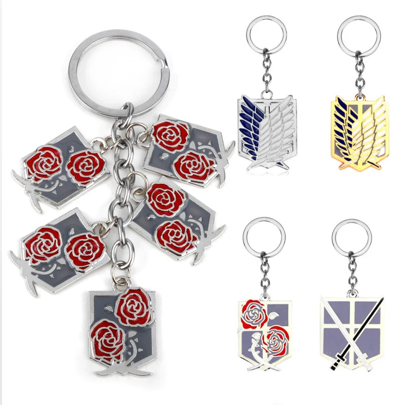 

Anime Trinket Attack on Titan Keychain Wings of Liberty Freedom Scouting Legion Eren Key Keyring Car Keyholder Bags Key Chain