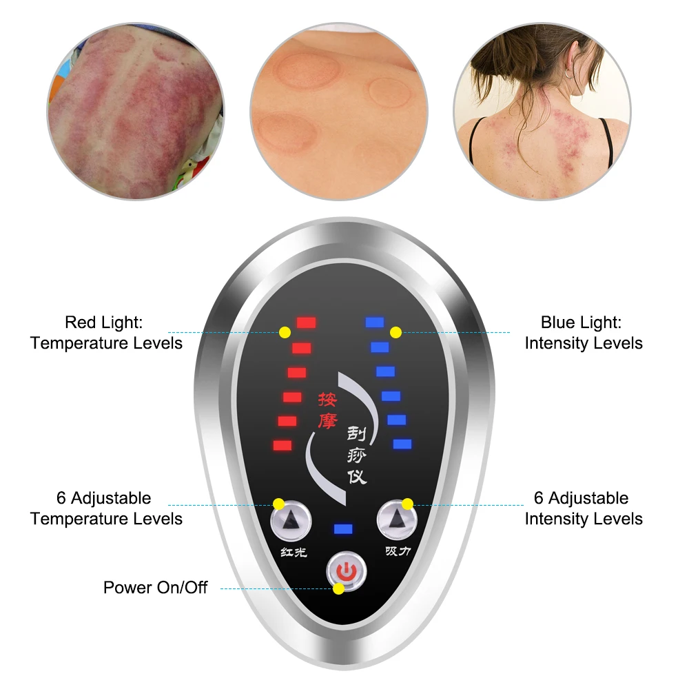 

Electric Scraping Cupping Cans Guasha Suction Massager Body Slim Heating Therapy Body Slim Device Vacuum Suction Massage Cupping