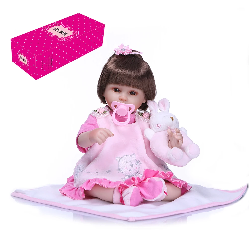 Decdeal 40 см Силиконовые Винил Reborn Baby Doll реалистичные глаза открытые Подарки Игрушка