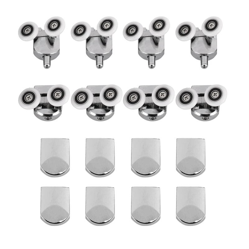 

8 шт./компл. ролики для душевой двери, бегунок, 23 мм, Двойные колеса из цинкового сплава, сменные роликовые подшипники для раздвижной двери ду...