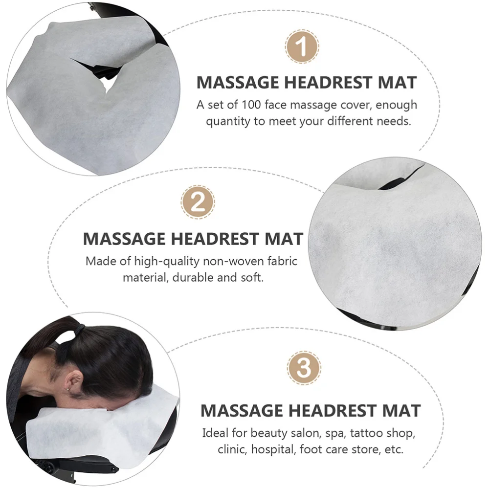 

200Pcs Breathable Headrest Mat Face Hole Pillow Mat Beauty Salon Supply