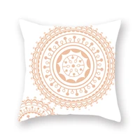 pink series double sided polyester throw pillowcase decoration mandala pattern simple corrugated printed sofa cushion cover