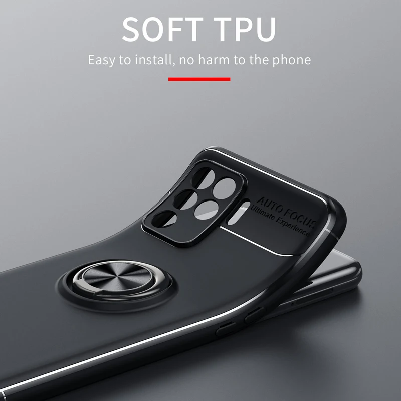 for oppo reno5 lite case metal ring holder soft silicone shockproof matte case for oppo reno5 lite cover for oppo reno5 lite free global shipping